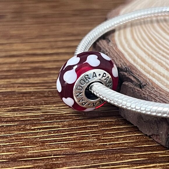 Murano Glass Red love Pink Hearts Bead Charm - Picture 5 of 6